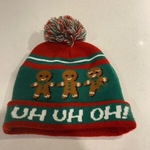 Gingerbread Uh Uh Oh Hat with Pom-Pom For Kids Unisex One Size